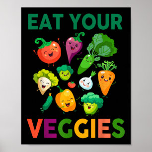Vegan Shirt Kids Toddler Boys Eat Your Veggies Veg Poster