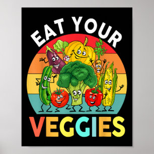 Vegan Shirt Kids Toddler Boys Eat Your Veggies Veg Poster