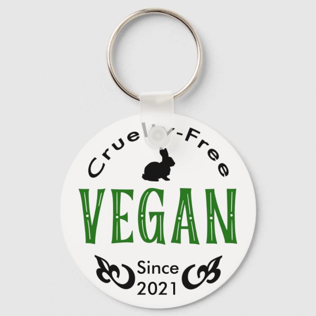 Vegan since [add your own date] keychain (Front)