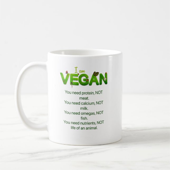 Vegan slogan cup.  coffee mug (Left)