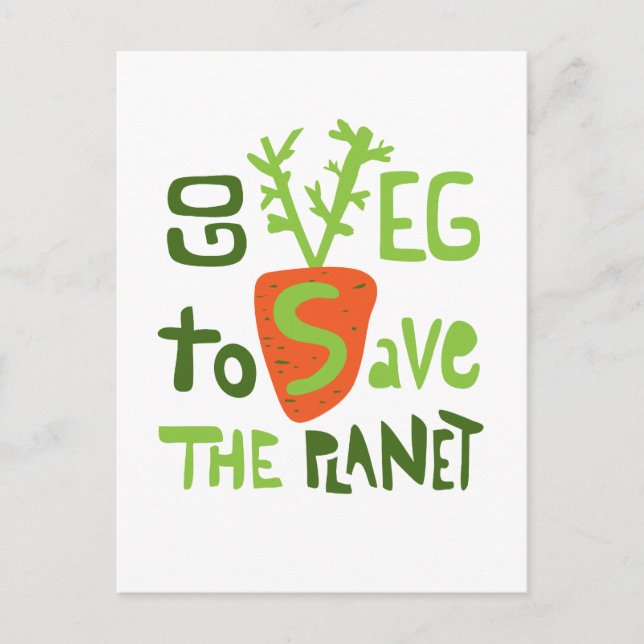 Vegan Slogan Écrit À La Main Avec Carte Postale Ca (Devant)