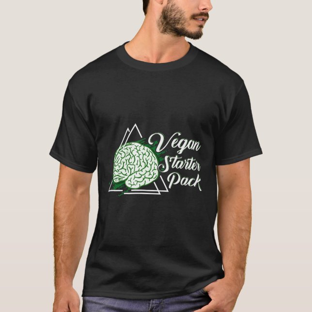 Vegan Starter Pack Green Brain Tee Animal Rights (Front)