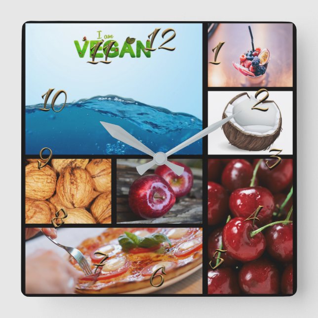 Vegan store square wall clock (Front)