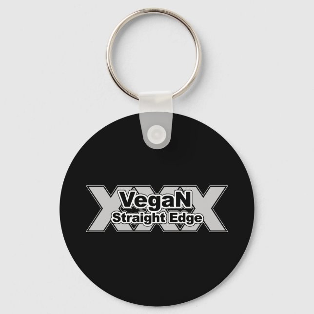 Vegan Straight Edge Black Keychain (Front)