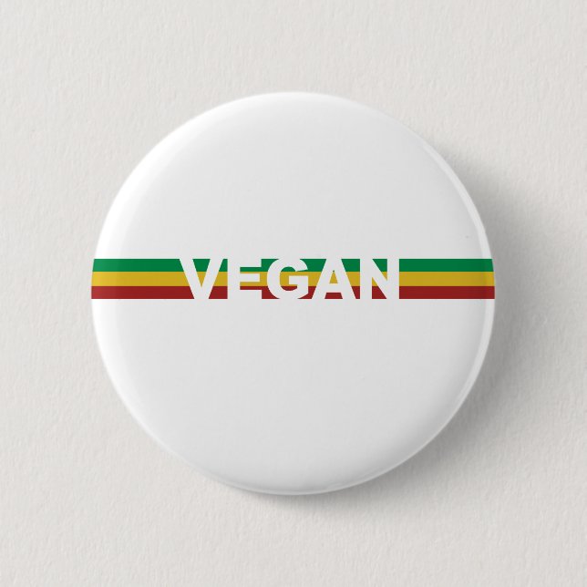 Vegan Stripes Rasta 2 Inch Round Button (Front)