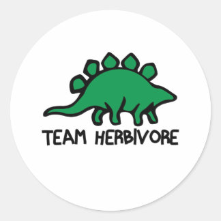 Vegan Team Herbivore Cute and Funny Dinosaur Classic Round Sticker