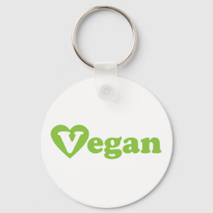 Vegan Text Green Heart Keychain