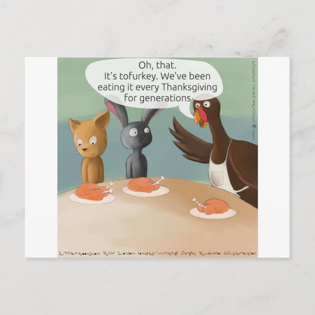 Vegan Thanksgiving Funny Holiday Postcard (Front)