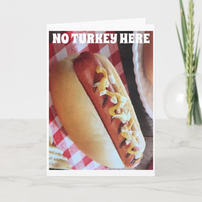 **VEGAN THANKSGIVING** HOT DOG STYLE HOLIDAY CARD (Front)