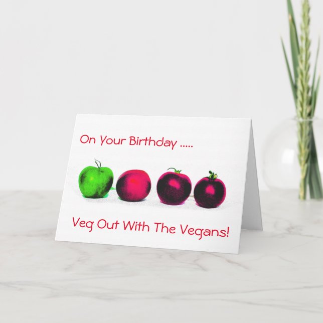 Vegan Tomato Birthday Card (Front)