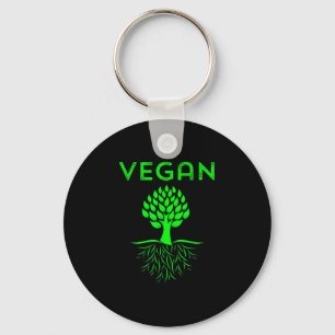 Vegan tree roots green vegetarian love mother keychain