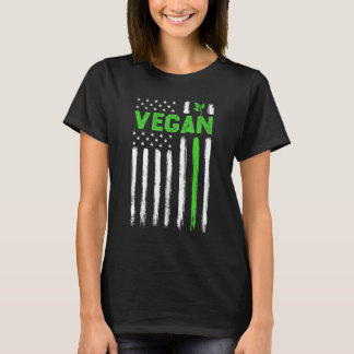 Vegan USA American Flag Vegetarian Farming Vegan 4 T-Shirt