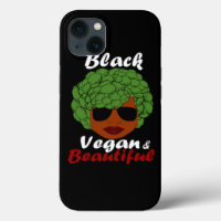 Vegan Vegetarian Black Afro Woman Broccoli Hair