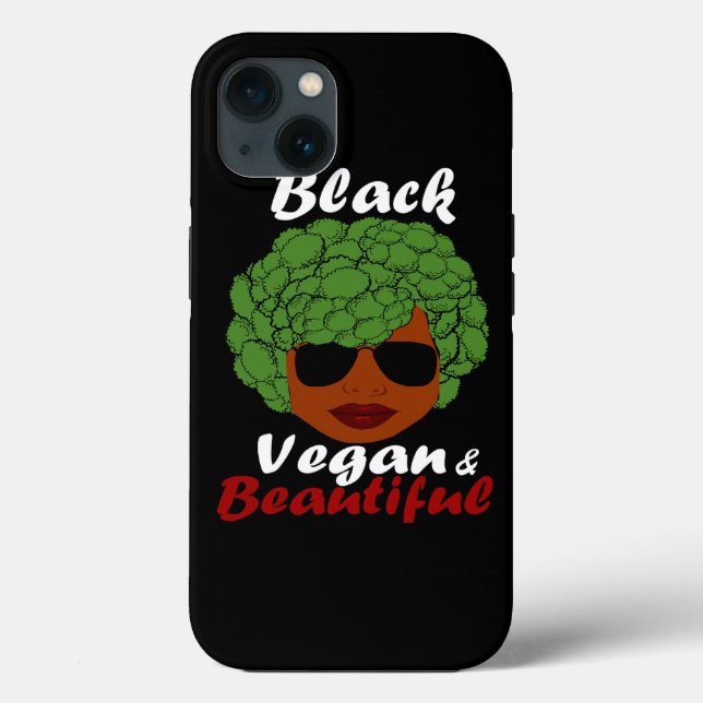 Vegan Vegetarian Black Afro Woman Broccoli Hair Case-Mate iPhone Case (Back)