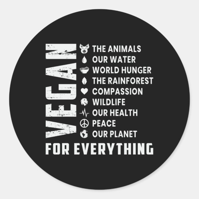 Vegan Vegetarian Vegetables Veggie Veganism Gift Classic Round Sticker (Front)