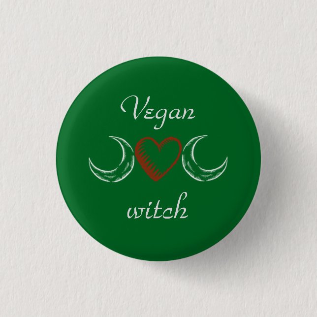 Vegan witch 1 inch round button (Front)