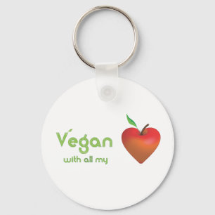 Vegan with all my heart (red apple heart) keychain