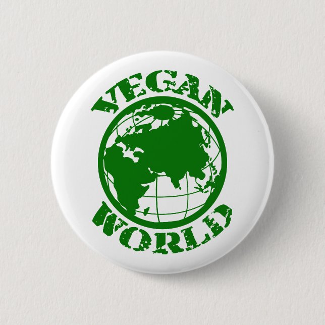 Vegan World 2 Inch Round Button (Front)