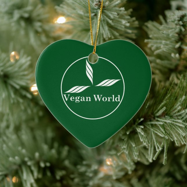 Vegan World-New Design/Logo Ceramic Ornament (Tree)