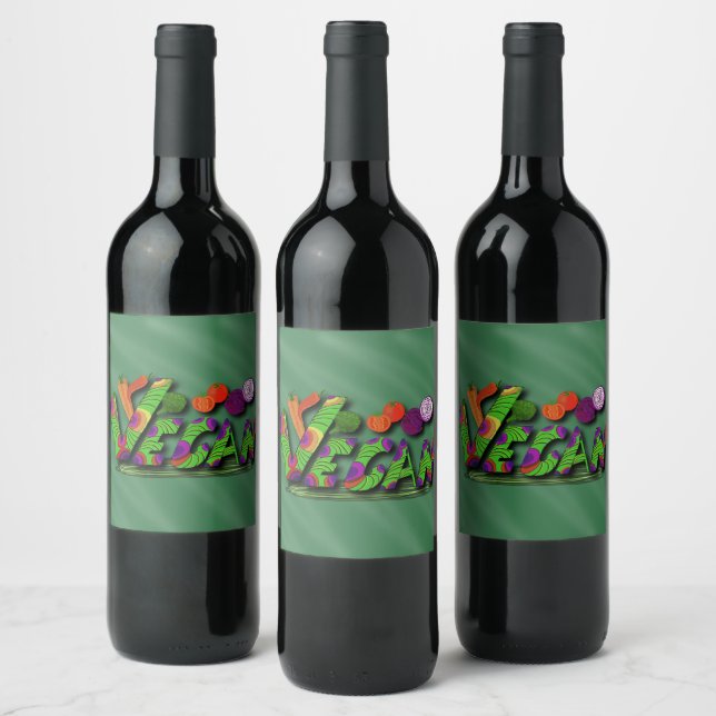 Veganism Multicolour Wine Label (Bottles)