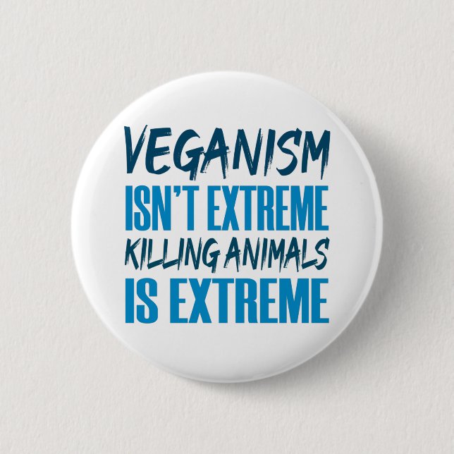 Veganism Vegan Vegetarian Warning Activist Activis 2 Inch Round Button (Front)