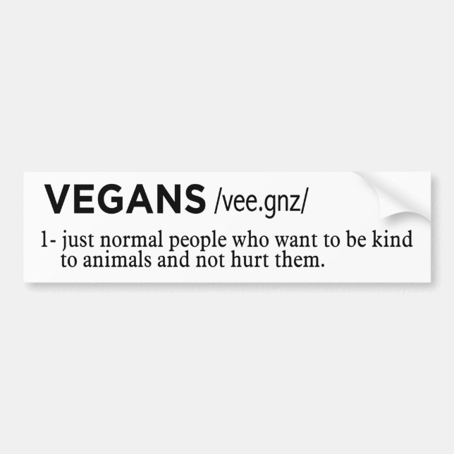 vegans definition white bumper sticker (Front)