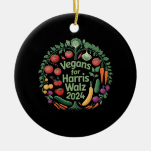 Vegans for Harris Waltz 2024 Show Your Support Ceramic Ornament