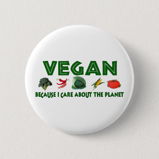 Vegans For The Planet 2 Inch Round Button (Front)