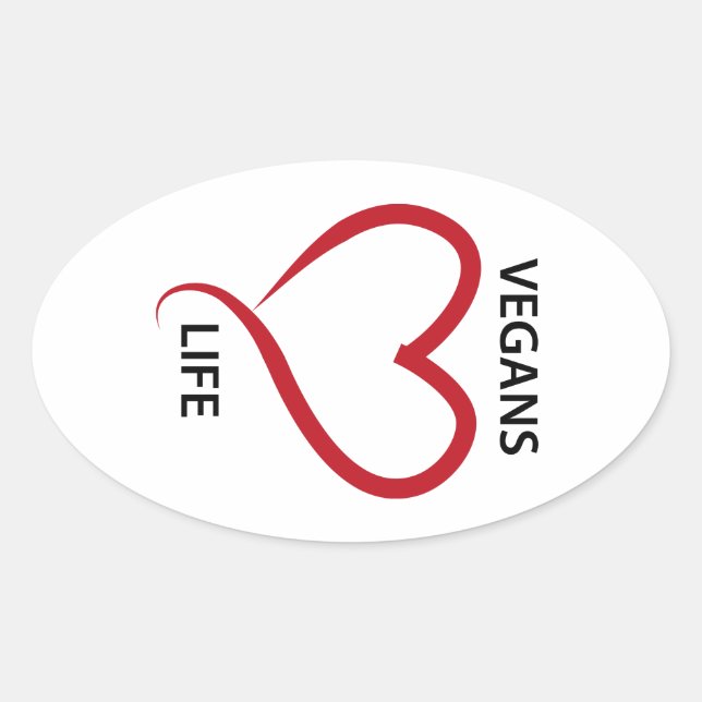 Vegans love life oval sticker (Front)