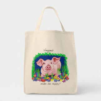 Vegans make me happy Grocery Tote Bag