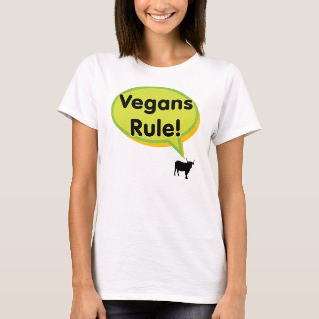 Vegans Rule! Green design T-Shirt (Front)