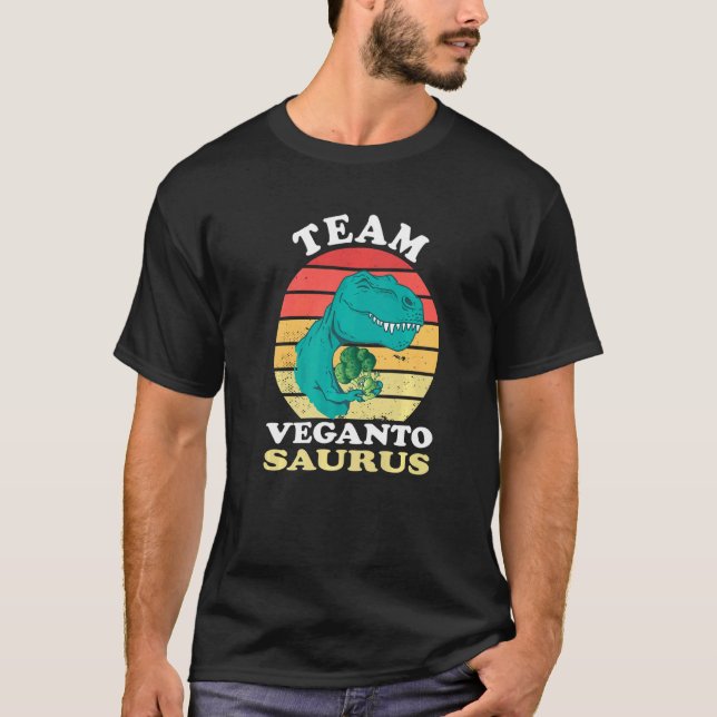 Veganto Saurus Cute Dino Broccoli Herbivore Rex T-Shirt (Front)
