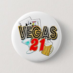 Vegas 21st Birthday 2 Inch Round Button