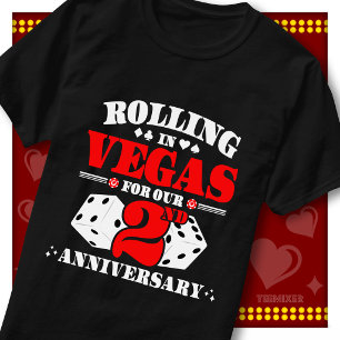 Vegas 2nd Anniversary Couple Casino Rolling Dice T-Shirt