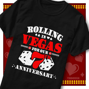 Vegas 7th Anniversary Couple Casino Rolling Dice T-Shirt