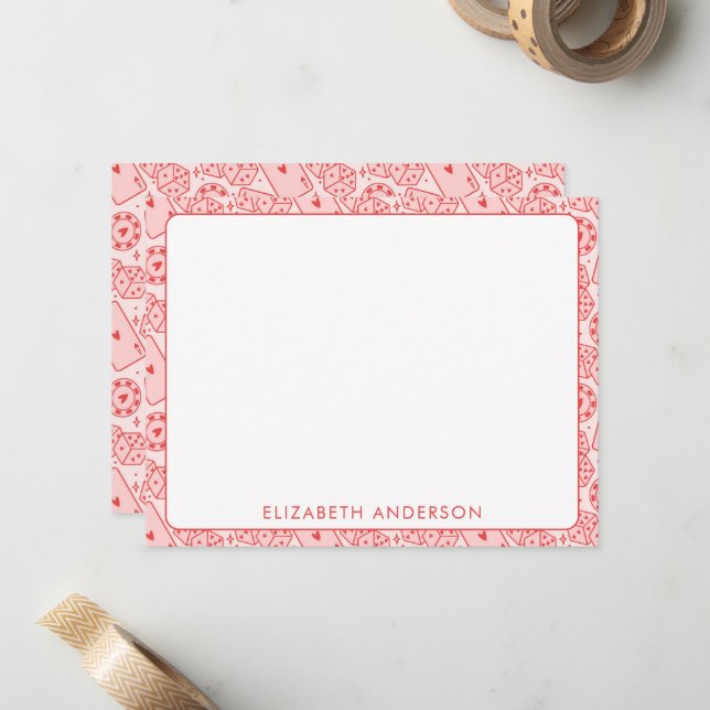 Vegas Aesthetic Pink Personalized Casino  Card (Front/Back In Situ)