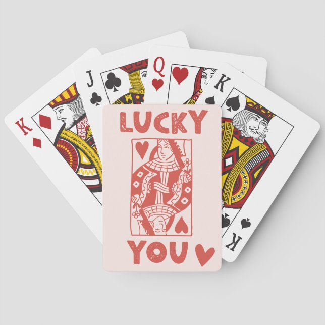 Vegas Aesthetic Pink & Red Playing Cards Gift (Back)