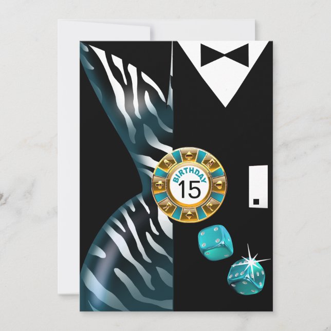 Vegas Art Deco Zebra Swank 15th Birthday Invitation (Front)