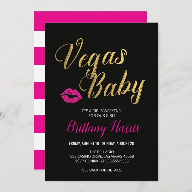 Vegas Baby Itinéraire Invitation (Devant / Derrière)