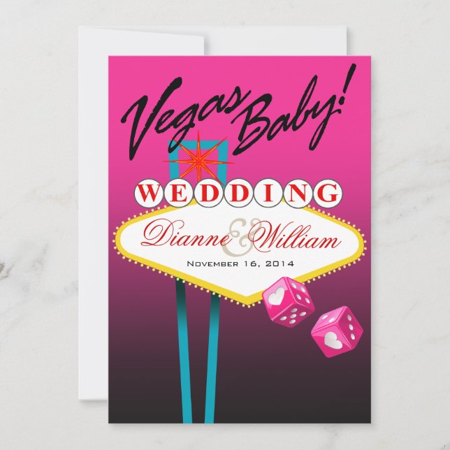 Vegas Baby! Save the Date fuschia (Front)