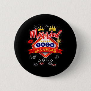 Vegas Bachelor Party Married In Vegas Groom Bride 2 Inch Round Button
