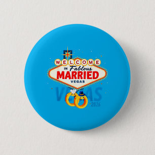 Vegas Bachelor Party Married In Vegas Groom Bride 2 Inch Round Button