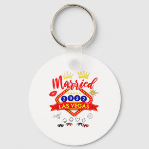 Vegas Bachelor Party Married In Vegas Groom Bride  Keychain