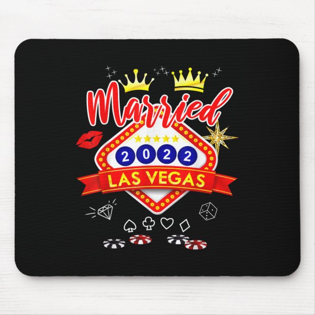 Vegas Bachelor Party Married In Vegas Groom Bride  Mouse Pad (Front)