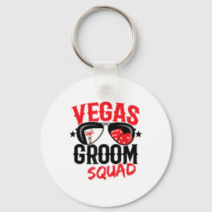Vegas Bachelor Party - Married In Vegas - Groom Sq Keychain