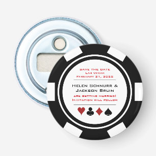 Vegas Black White Casino Poker Chip Save The Date Bottle Opener