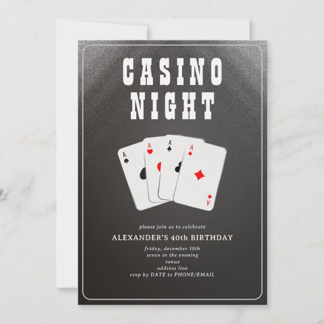 Vegas Casino Blackjack Poker Night Party Invitation (Front)