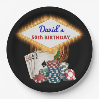 Vegas Casino Night Black Birthday Party Paper Plate