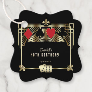 Vegas Casino Royale Great Gatsby 40th Birthday Favour Tags