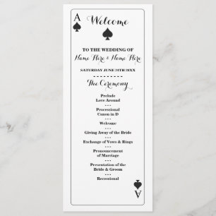 Vegas Casino Spades Playing Cards Wedding Program